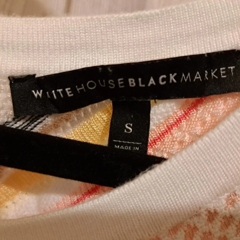 White House Black Market High Neck Halter Style Multicolored Top Size S - Picture 3 of 4